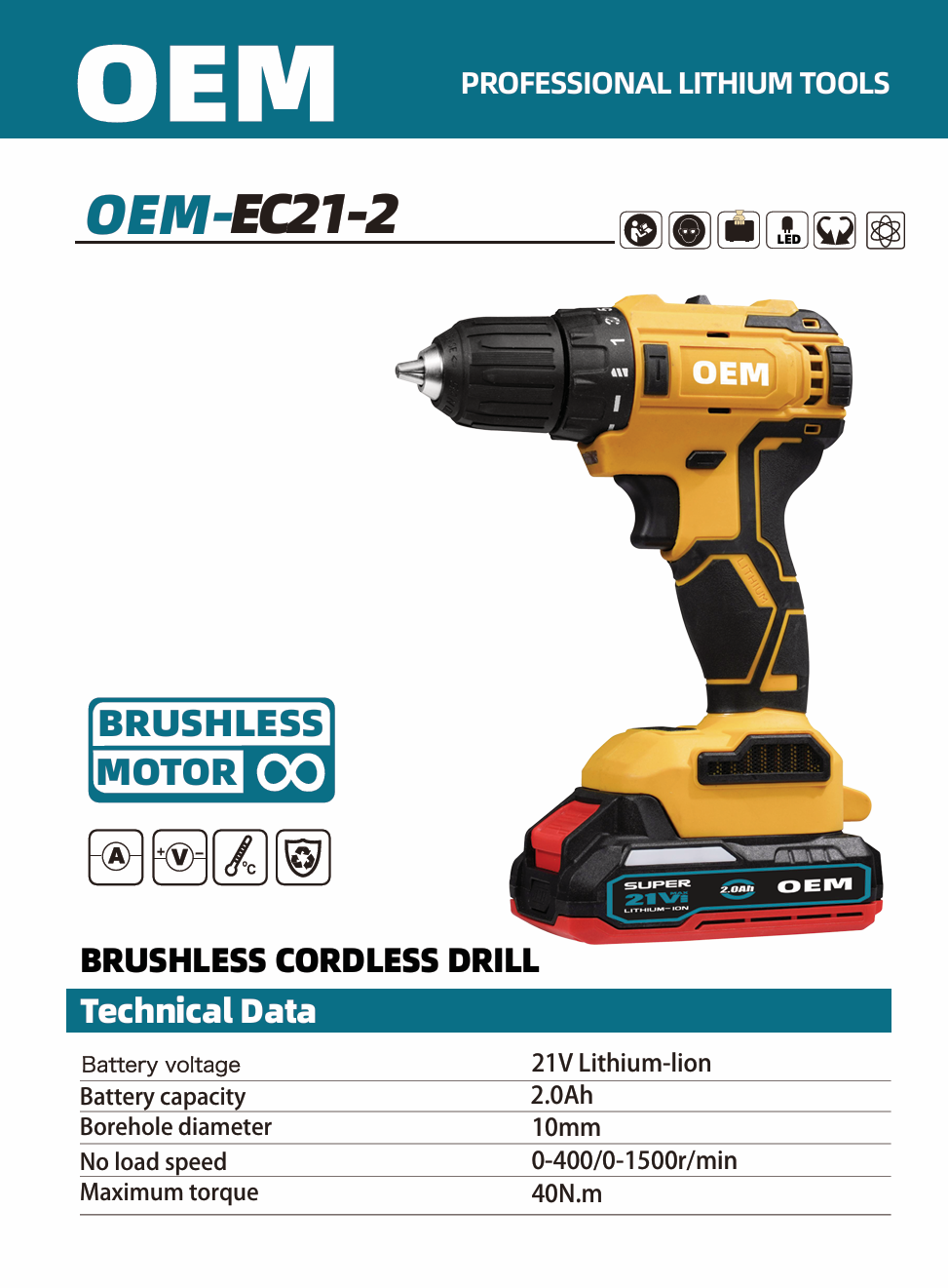 OEM EC21-2 20V small cordless electric drill​