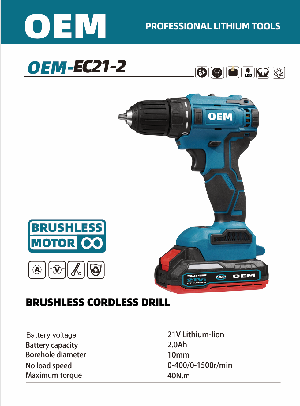 OEM EC21-2 20V small cordless electric drill​