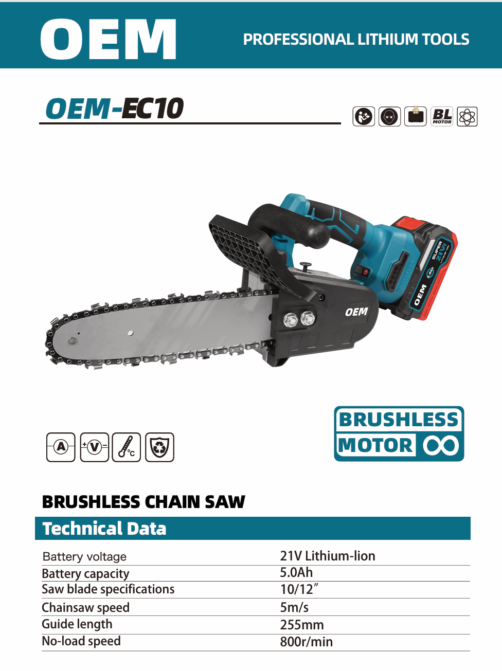 EC10 10-12-Inch electric chainsaw with battery