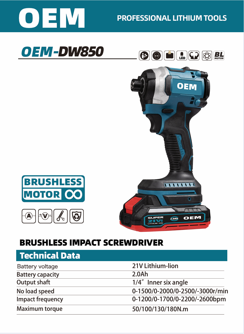 OEM-DW850 cordless power electric screwdriver