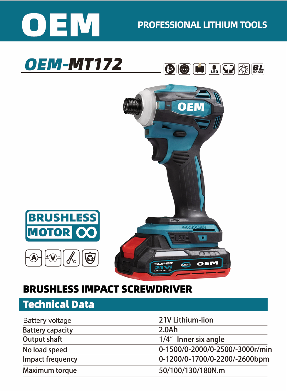 OEM-MT172 Brushless Impact Screwdriver