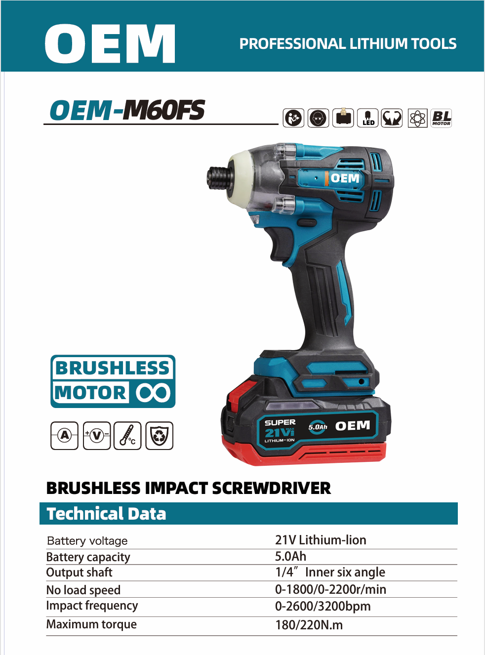 OEM-M60FS Brushless High-Torque Impact Screwdriver